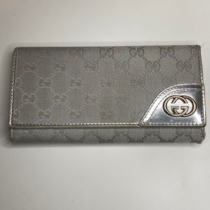 Gucci Silver Monogram Continental Wallet